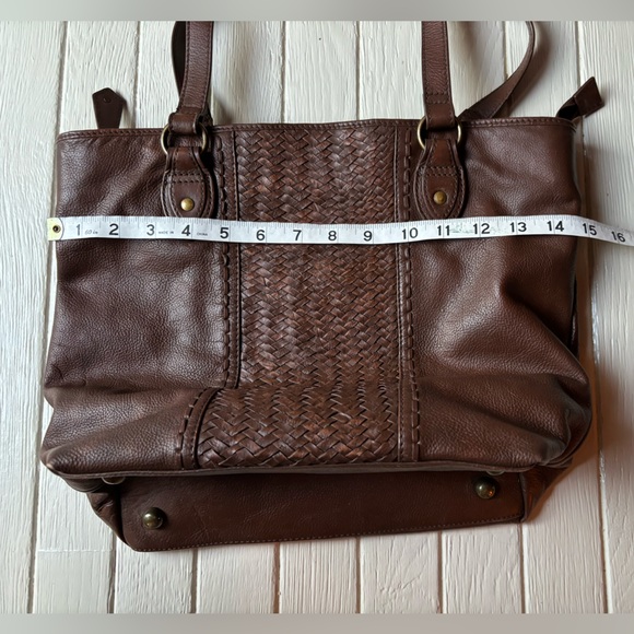 Cleo + Wolf Women's Basketweave Leather Tote Purse Handbag - Picture 7 of 12